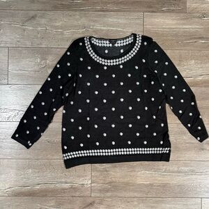 Talbots Pure Merino Wool Black Polka Dot Sweater